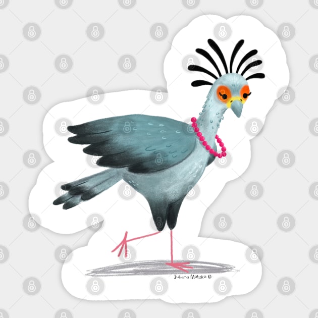 Secretary Bird with necklace Sticker by julianamotzko